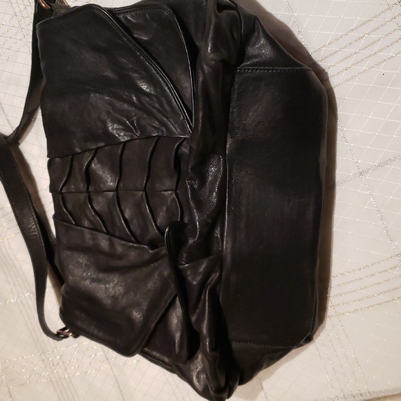 Charles David Designer Vintage Black Leather Hobo Shoulder Bag Handbag XL Used - Picture 5 of 17